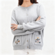 Light Gray Cardigan Sweater with Floral Embroidery