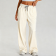 Cream Satin-Like Wide-Leg Lounge Pants