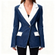 Denim Blazer with White Contrast Lapels & Pockets