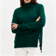 Emerald Green Turtleneck Sweater with Side Zippers