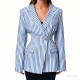 Blue & White Vertical Stripe Tailored Blazer