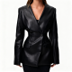 Black Leather-Look Tailored Blazer